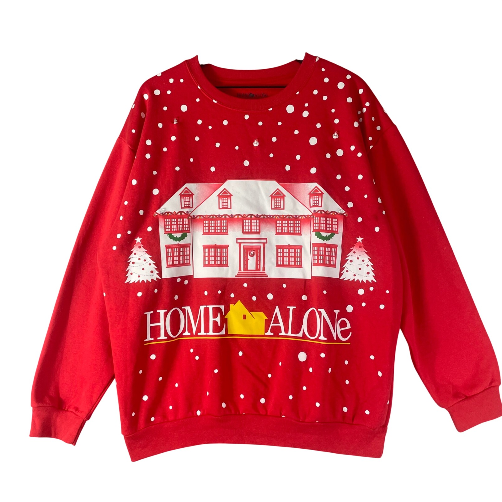 Home Alone Light Up Christmas Sweatshirt Womens Xl Red Movie Holiday Sweater